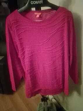 Women’s Red Textured Knit Sweater Joe Fresh 3X